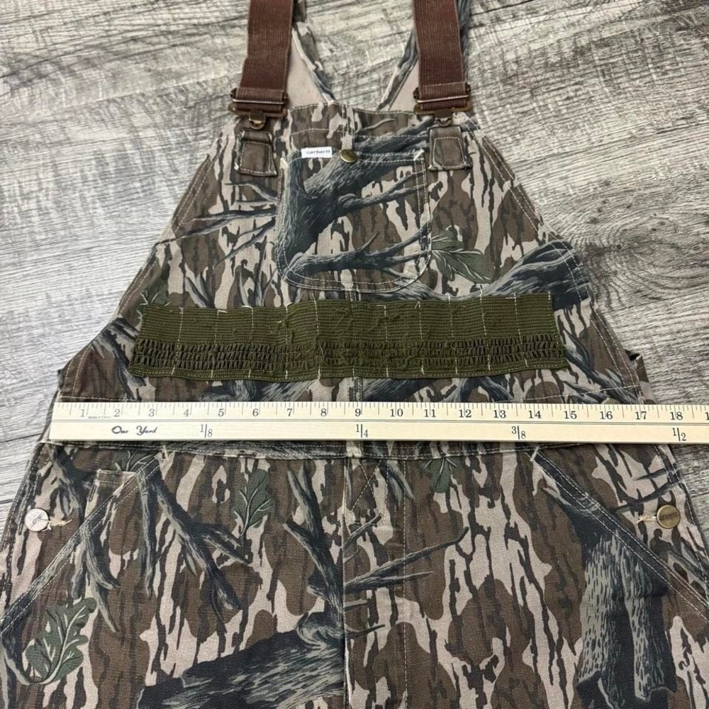 Vintage Carhartt Camo Overalls Duck Canvas Made USA Workwear Bibs 34x29 - Picture 4 of 8